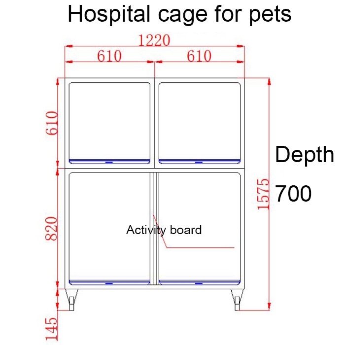 Caisse pour chien vétérinaire avec séparateur PLVC-A04