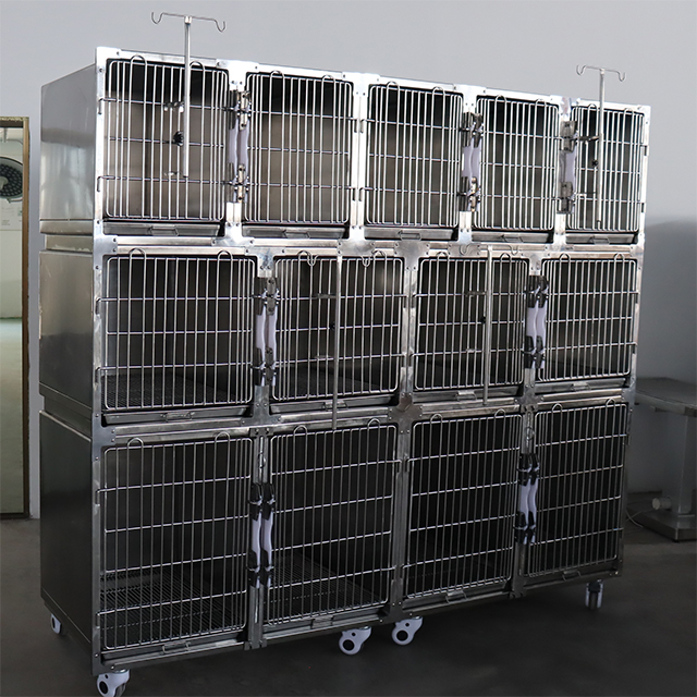 Grandes cages vétérinaires pour hôpital pour animaux de compagnie à 13 portes PLVC-13