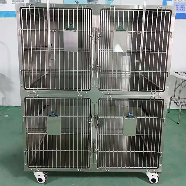 Cage de thérapie vétérinaire de luxe en acier inoxydable PLVC-007