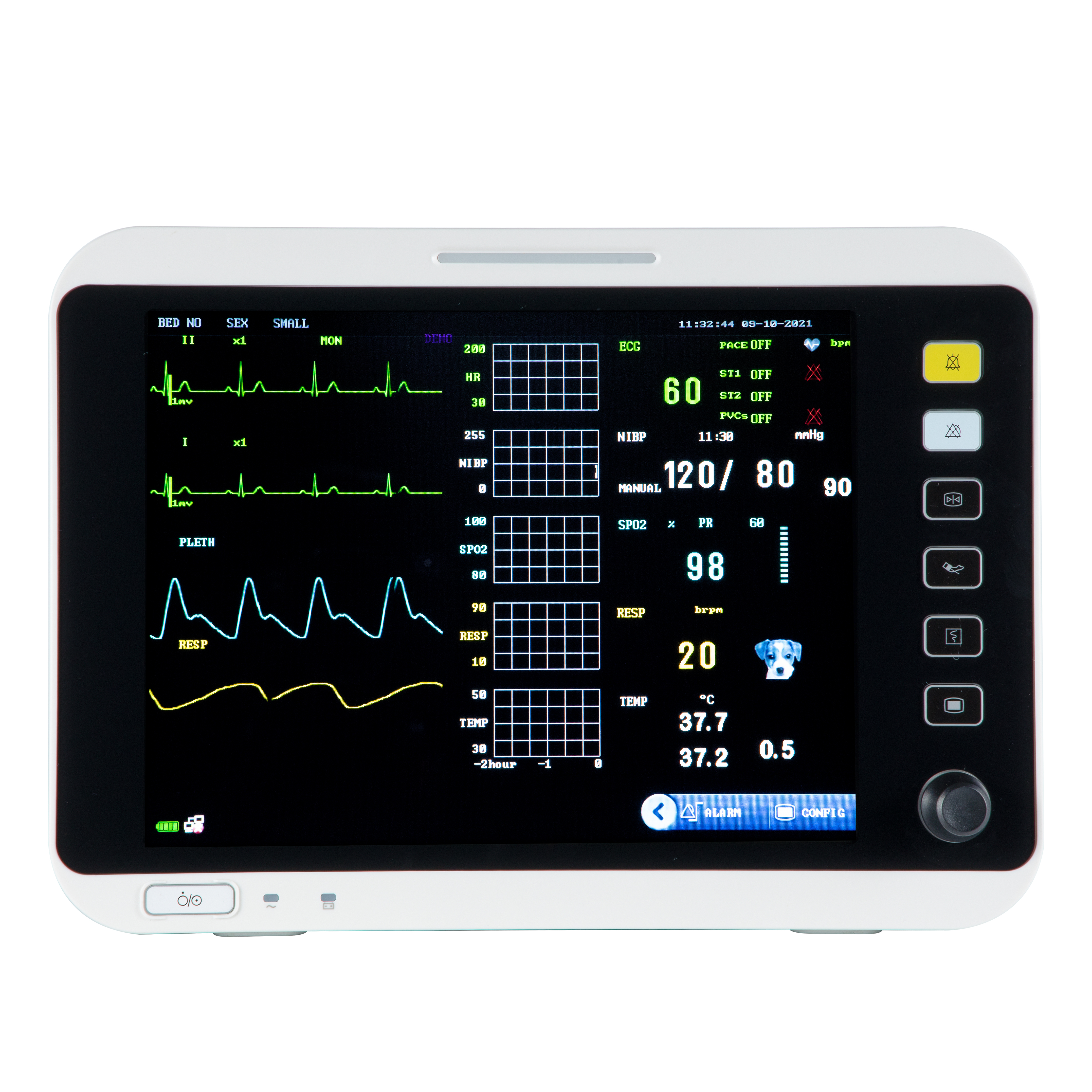 Moniteur multiparamétrique vétérinaire portable de 12,1 pouces VM12B