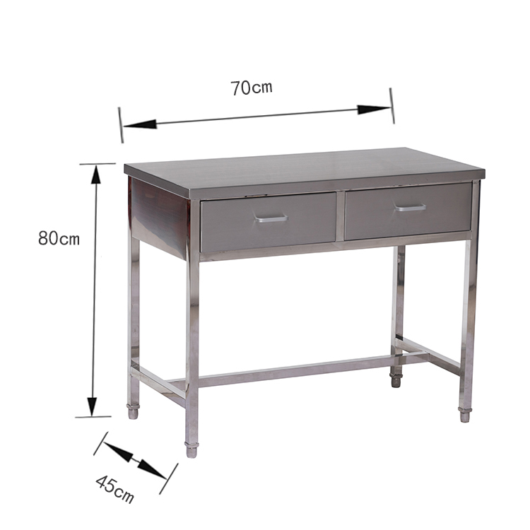 Table d'examen vétérinaire mobile en acier inoxydable avec tiroirs PLST-03